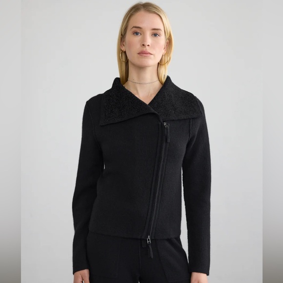 Margaret O’Leary St. Bridgette Moto Cashmere Jacket in Navy Size Medium - Picture 2 of 8